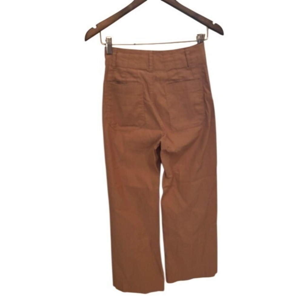 Maeve Anthropologie The Colette Wide Leg Pants Tan Brown Linen Blend Size 26 - Picture 7 of 9